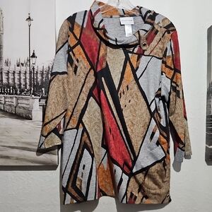 Alfred Dunner Multicolor Abstract Blouse